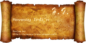 Hevessy Irén névjegykártya
